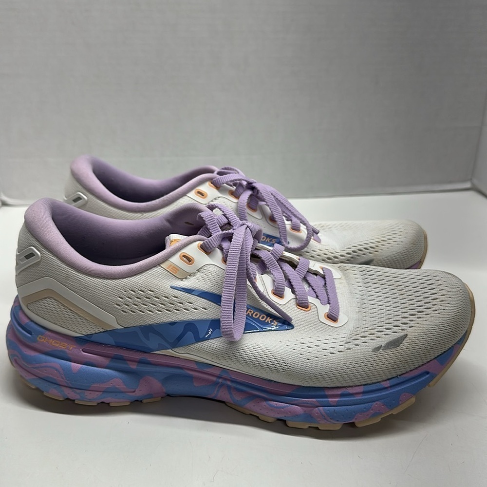 Brooks Ghost Sneakers Running Shoes 15 ReStart Purple White Women’s Size 9.5 - Picture 4 of 10